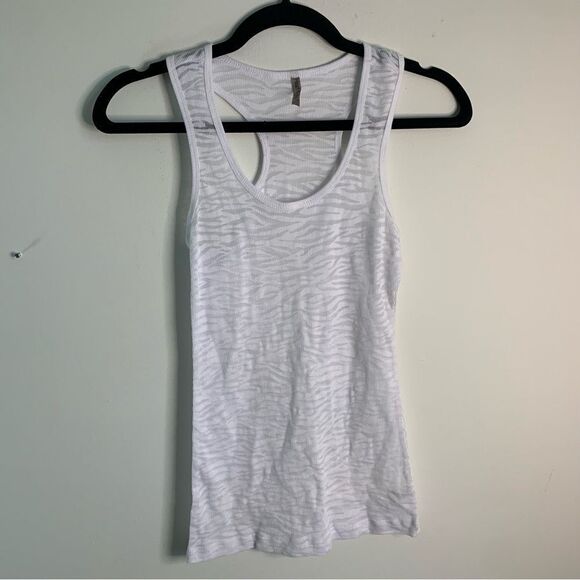 Hearts and Hips White Sheer Zebra Print Ribbed Tank Top Size Large - Picture 1 of 5